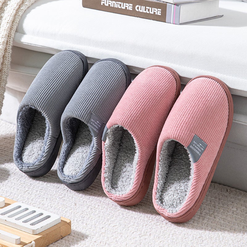 Plush Warm Cotton Slippers For Women, Thick-Soled Non-Slip Couple'S Indoor Slippers - Image 4